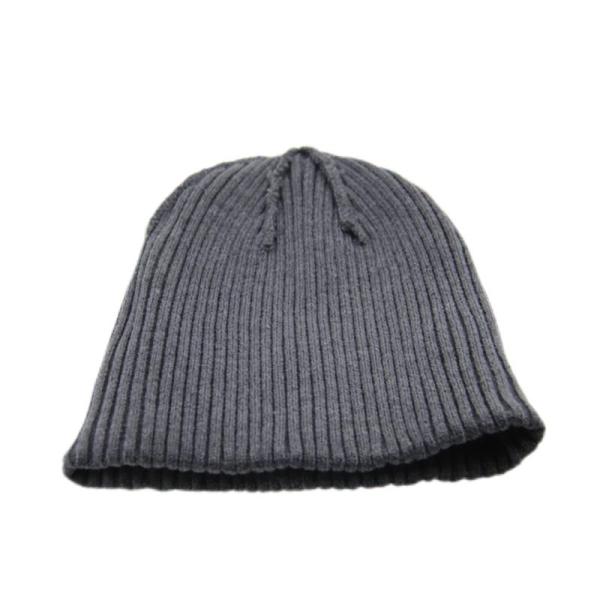 Customizable Grey Knit Cuffed Beanie Hat With Leather Patch Logo