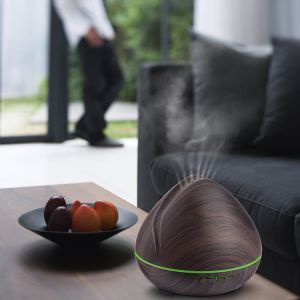 diffuseur ultrasonique d'Aromatherapy du grain 400ml en bois avec les sorties multi de brume, conception de bouche de requin