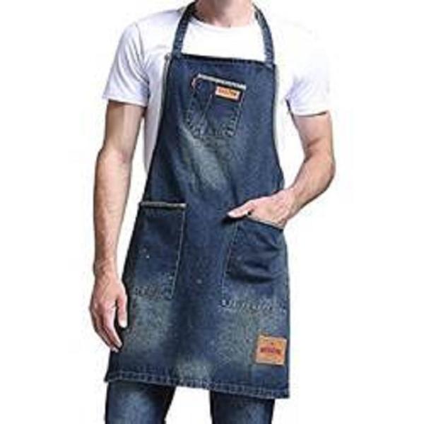 Eco-friendly Waterproof multifunctional Denim Work Apron Adjustable Bib Apron Unisex  Cooking Aprons