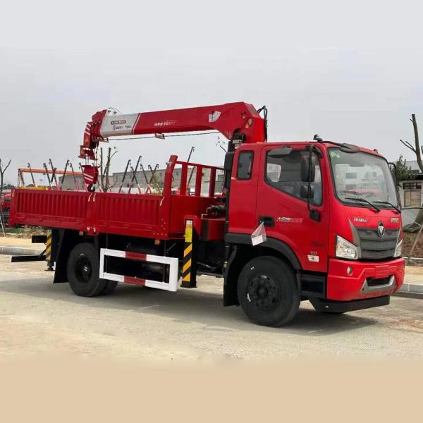FOTON 4x2 Truck Mounted Hydraulic Crane Truck 4 Sections 6.3tons Telescopic Boom Crane