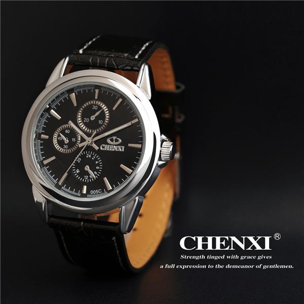 Fashion Wristwatches L005C Black White Stainless Steel Caseback Gift Watches Wholesale Price Leather Men Watch
