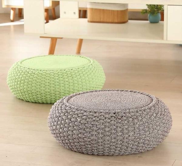 Natural Straw Household Storage Stool Grass Woven Ottoman Box Eco-Friendly Hand-Woven Grass Rattan Stools
