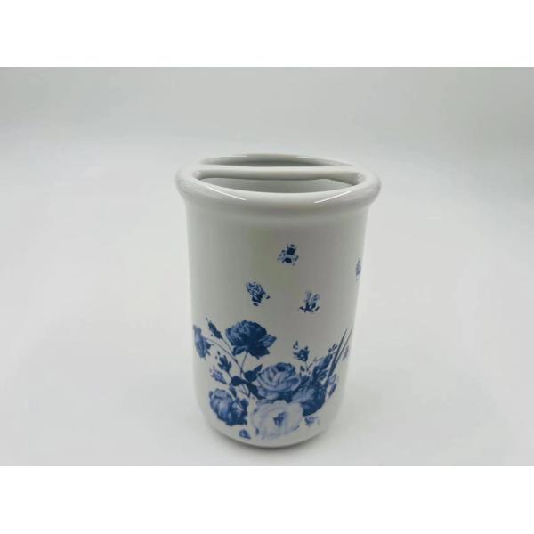 Керамические комплекты аксессуаров для ванной комнаты круглой формы белый с цветочным наклейкой