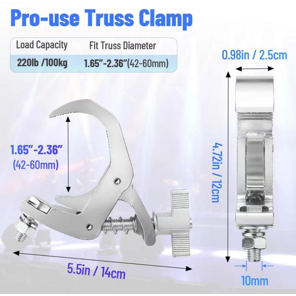Clampas de aluminio de plata de 50 mm-60 mm Clampas de truss plegables Resistentes a la corrosión