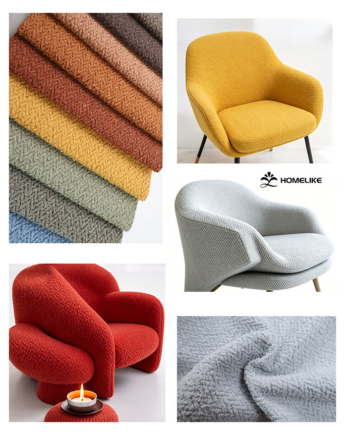 Durable Woven Herringbone Boucle Fabric For Furniture