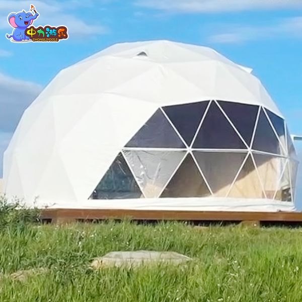 Four Season Waterproof PVC Glamping Tent with 420kg Load Bearing Geodesic Dome Tent for Luxury Camping