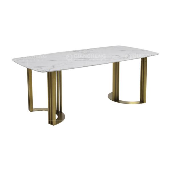 Pé de aço inoxidável do ouro de mármore 200x100x75cm luxuoso italiano da mesa de jantar
