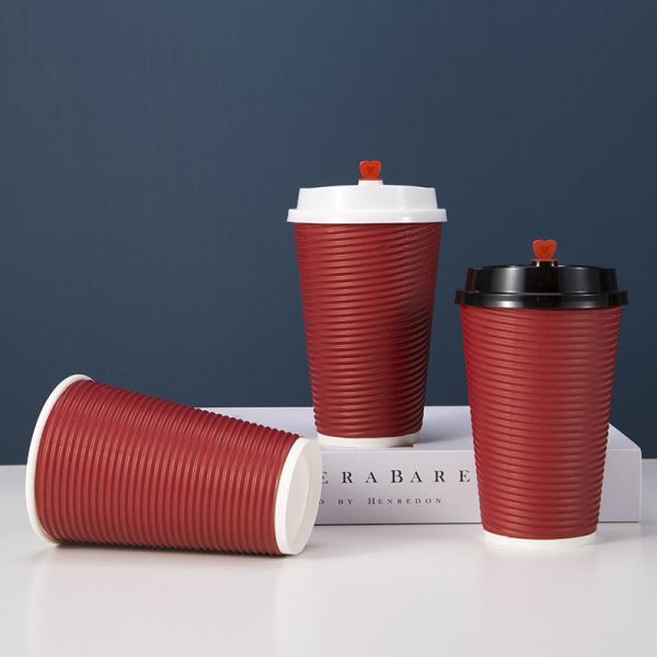 Disposable Recyclable Ripple Cups With Lids For Hot Drink Customer'S Logo Printing
