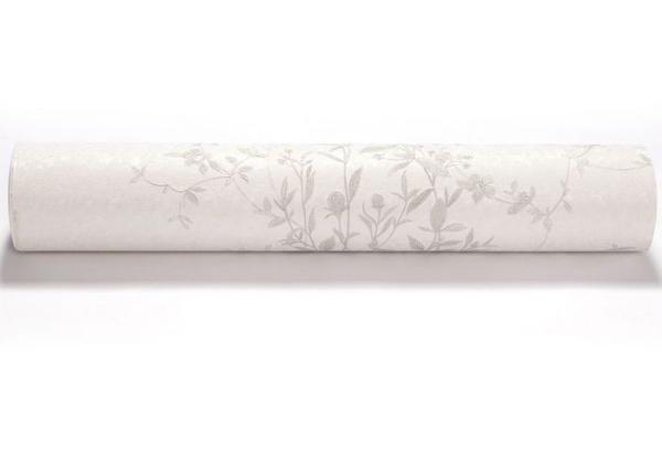Waterproof Silver Rustic Floral Wallpaper , Removable Embossed Vinyl Wallpaper