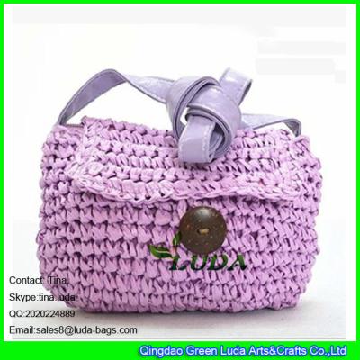 LUDA purple lady's small crossbody straw bag paper string woven beach bag