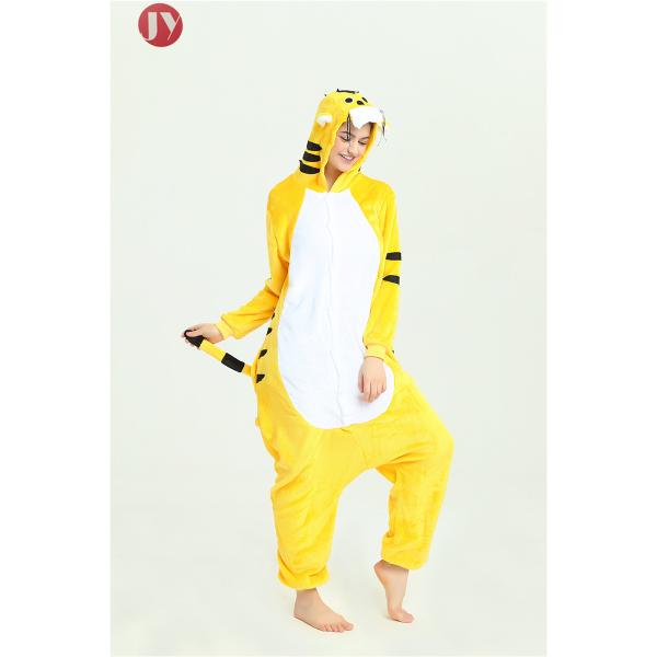 Unisex Adult Tiger Onesie Pajamas Soft Warm Flannel Yellow Tiger Custom Logo