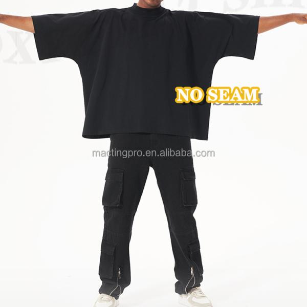 400Grams Thick Collar Embroidery Drop Shoulder Oversized White Boxy Cropped T Shirt Men