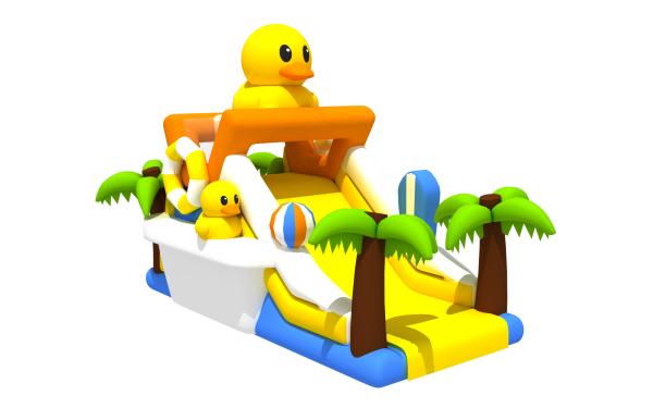Glissières d'eau géantes gonflables sèches animales de canard de Funworld pour des enfants et l'adulte