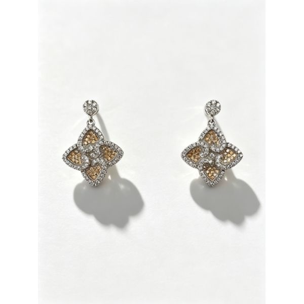 2026 Summer Silver Earrings Sterling CZ Pointy Lucky Four-Leaf Clover Colorful Apple Green +White CZ Suitable for Casual and Formal Events Dangle Earring Hook, Fashion Sterling Silver Earrings