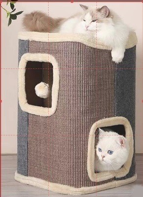 Custom Design Two Floors Cat Scratch Board with Cat Beds Cat House Cat Furniture Cat Tree