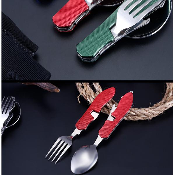 Foldable Camping Utensil Set Stainless Steel Spoon Fork Knife for Outdoor Activities
