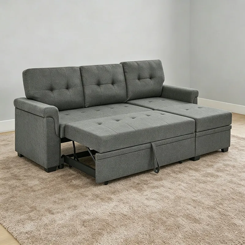 Hand Tufted Fabric Pull out Sleeper Sofa Bed for Luxury Small Apartment Decor
