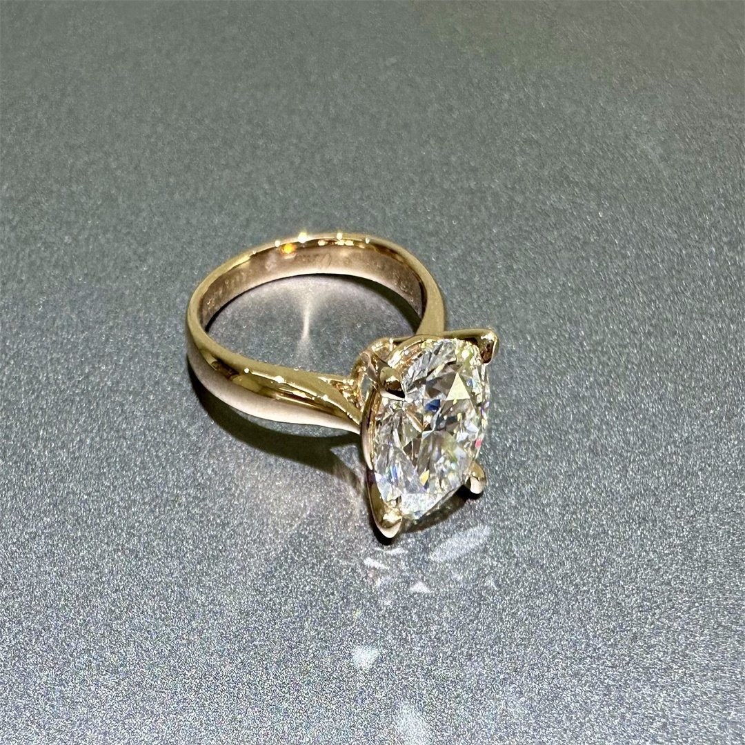 18K Lab Diamonds Ring and Gold Wedding Ring Setting1894 Four Prong Classic Diamond Ring