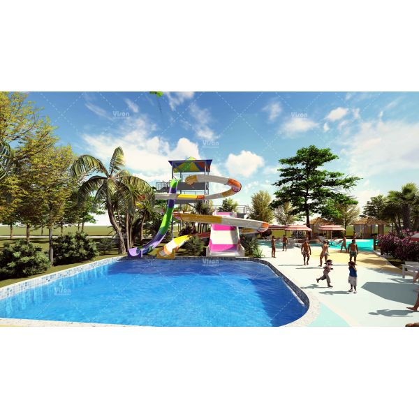 Five Star Hotel Resort Fiberglass Amusement park reosrt water slide with