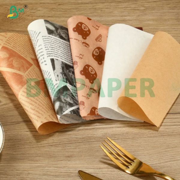 40g 45g Printable Food Safety Greaseproof Paper For Food Packaging 