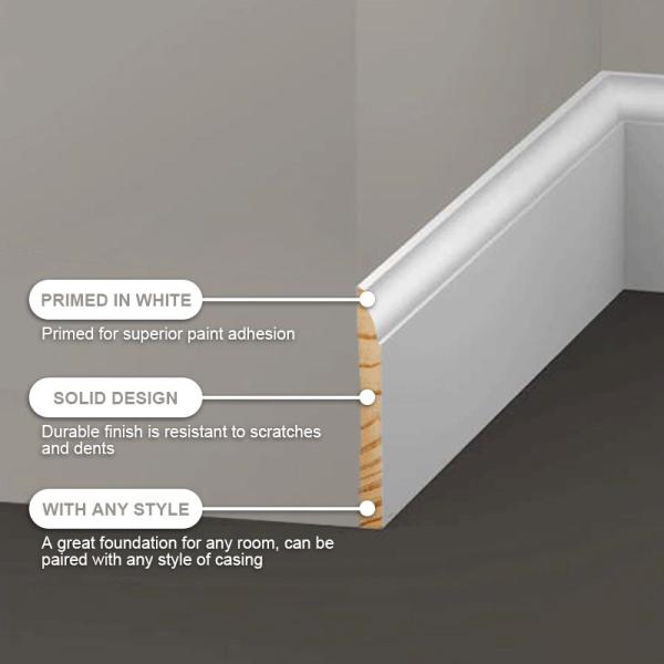 White Paint Strip Wood Moulding Frame Primed MDF Moulding Baseboard