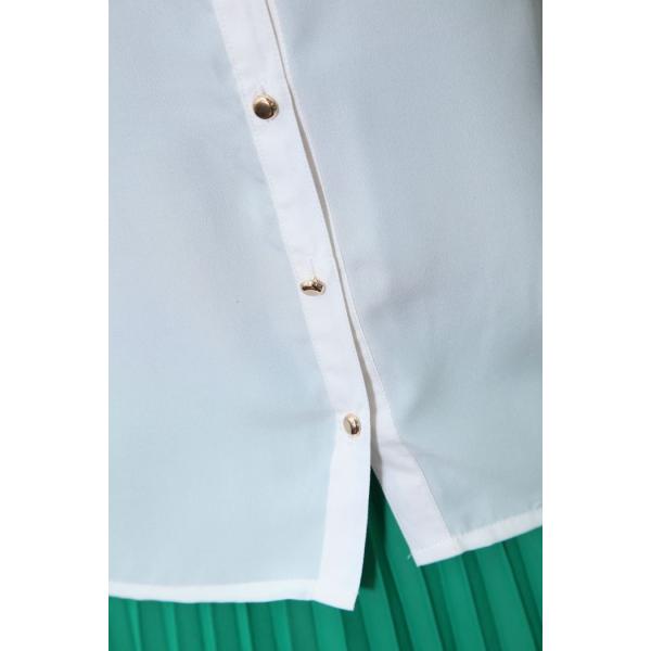 Кнопка вверх по кофточкам рубашек женщин, длинняя рубашка v-Шеи втулки