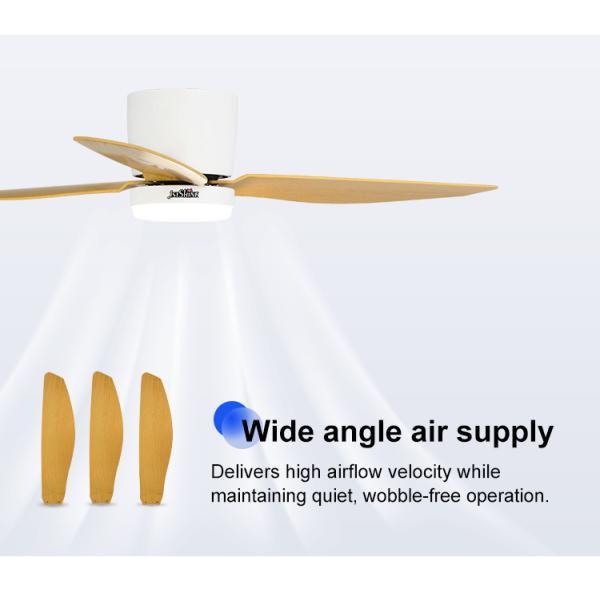 1stshine LED Ceiling Fan Low Ceiling DC Motor 3 Color Blades Impressão de Transferência de Água