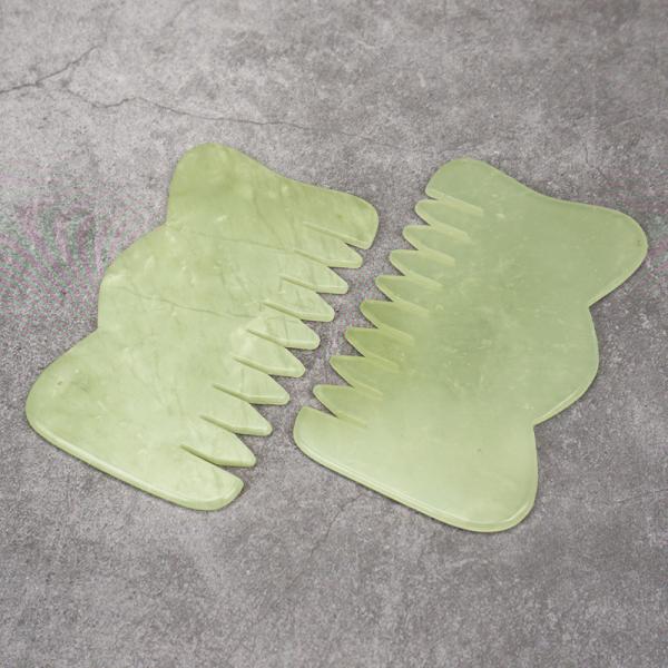 Customized Logo Availabled M Shape Jade Gua Sha Stone Head Massager for Hair Health Care and Scalp Massage in Salon Beauty