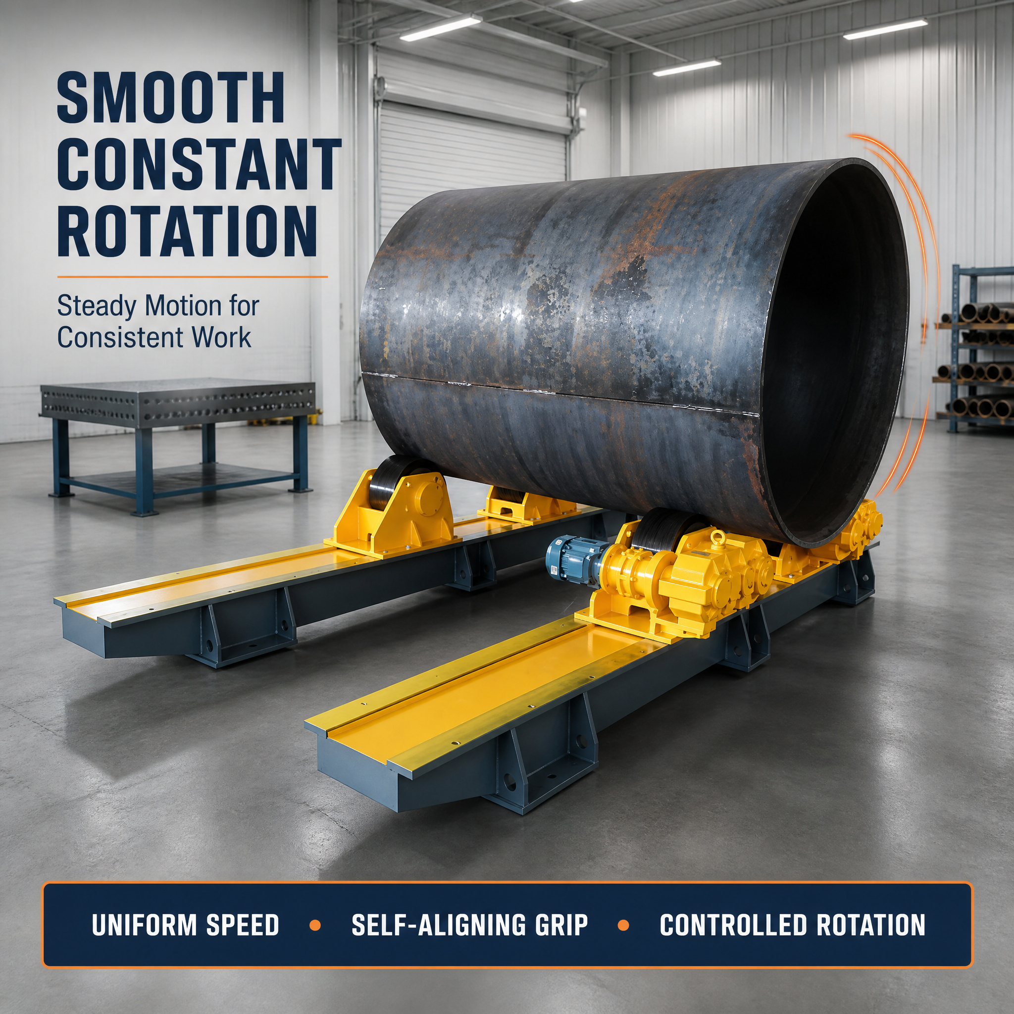 Self Aligning Welding Rotator, Constant Speed Pipe Rotator for Heavy Vessel Welding & Turning