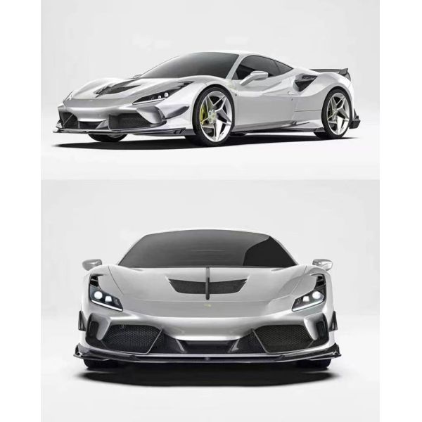 PK Style Ferrari F8 Body Kit Cars Body Kit Front Lip Skirt Rear Diffuser Spoiler Hood