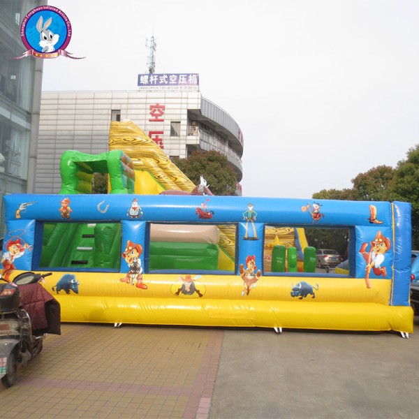 Wild West Theme Inflatable Playground with Double Slide and Interactive Play Area for Commercial Events