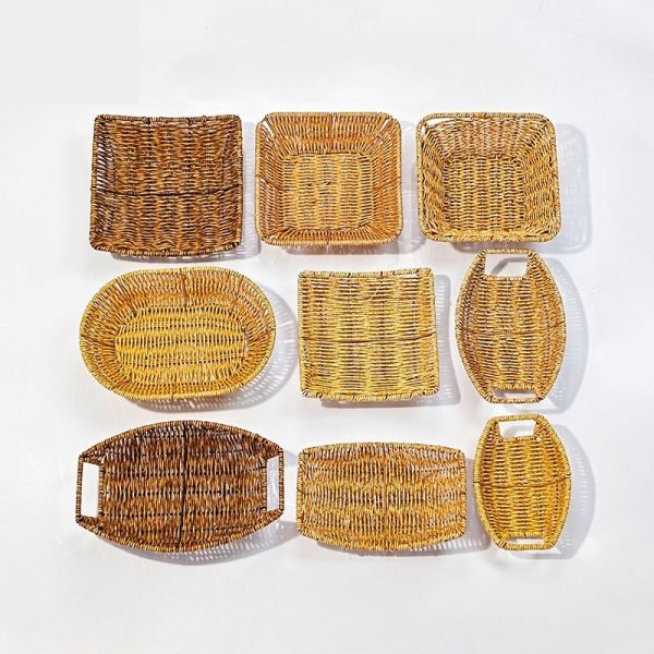 OEM Bagease Banneton Pp Kitchen Weave Plastic Food Laundry Lid Gift Hamper Bamboo Rattan Wicker Organizers Woven Storage Basket