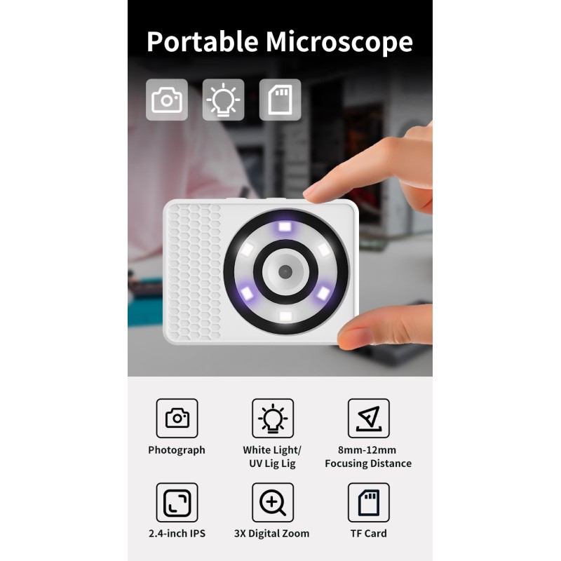Brand New Mini Portable Electronic Microscope Industrial Camera 3X Digital Zoom High Speed Measurement HD Recording for Checking