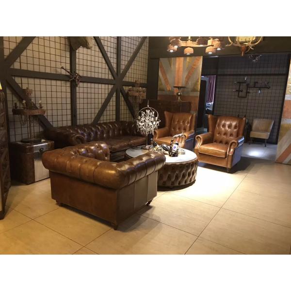 Oversized Top Grain Leather Sofa , Modern 3 Seater Leather Sofa Brown Long Lifespan