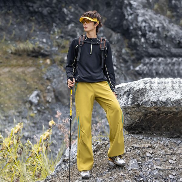 Custom Men's Quarter Zip Stand Collar Thermal Fleece Pullover Antibacterial Contrast Stitching Outdoor Hiking Top