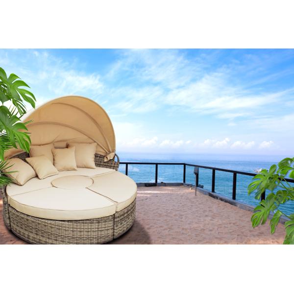 Outdoor Wicker Pool Lounge Chairs Beach Backyard Round Folding Patio Folding