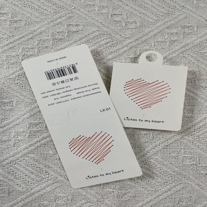Folded Paper Sock Tags With Euro Hole And Barcode For Retail Hosiery Display