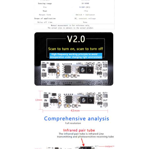 36 Вт 12 Вт XK-GK-4010A DC 12 Вт Модуль переключателя сенсора с помощью руки для пользовательских приложений