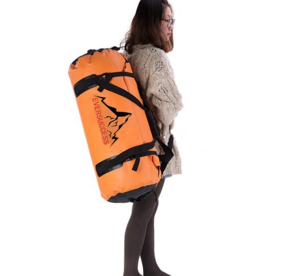o curso 60L impermeável alaranjado ensaca o ombro da bolsa de viagem do saco de Duffel dos esportes 600D