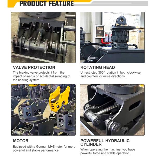 3 ton Hydraulic Excavator Attachments Rotating Wood Grapple Max Jaw Opening 1.5m