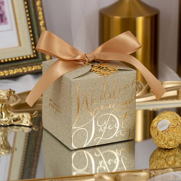Wholesale Luxury Gold and Silver Card Logo Food Packaging Box Custom Color Wedding Candy Chocolate