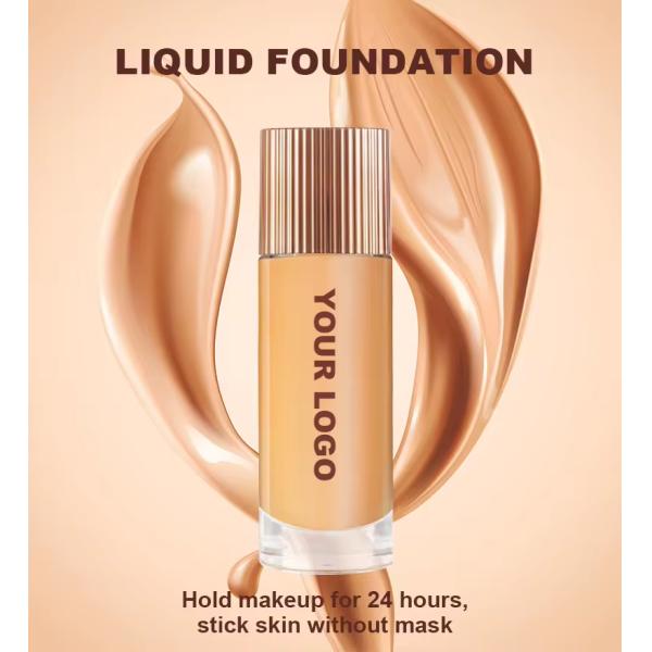 Maquillaje de etiqueta privada Fundación mate con cobertura completa Fundación líquida Maquillaje al por mayor Cuerpo femenino Fundación líquida impermeable