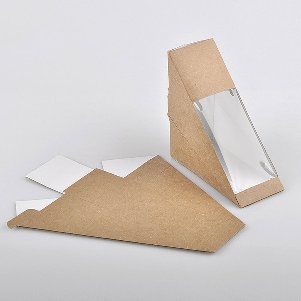 OEM Triangular Transparent Window Breakfast Bread Dessert Packaging Sandwich Paper Box