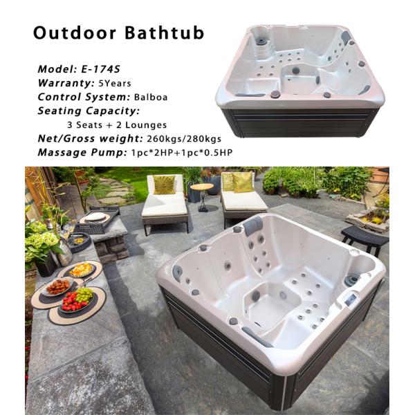 Ушат спа джакузи массажа водоворота 5 человек на открытом воздухе с красочным светом СИД