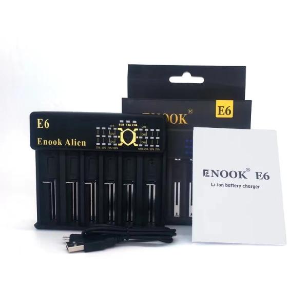 6 Slot Smart 18650 Carregador de bateria Li-ion com indicador de corrente LED