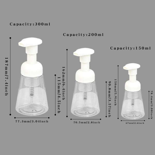 2024 150ml 200ml 300ml Hot-selling Portable Transparent PET Foam Dispensing Bottle Made In China