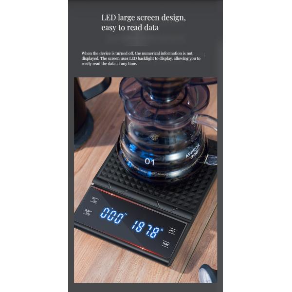 High Precision 3kg/0.1g Battery Operated Electronic Weight Scale for Espresso Kitchen
