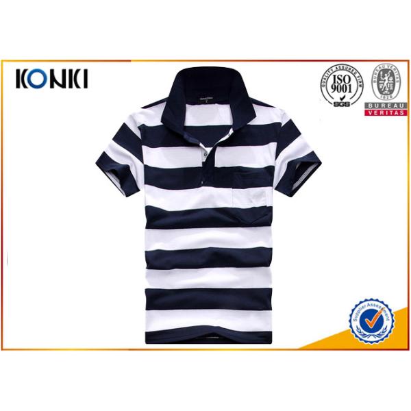 200 Grams 100% Cotton Stripes Print Style Customized Embroidered Polo Shirts For Mens