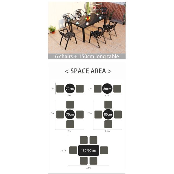 Modern Minimalist WPC Outdoor Table and Chair Leisure Furniture Courtyard Balcony Armrest Aluminum Chair