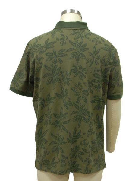 Mint / Lime / Dark Green Mens Polo T Shirts Wash Pique Maple Leaf Allover Print